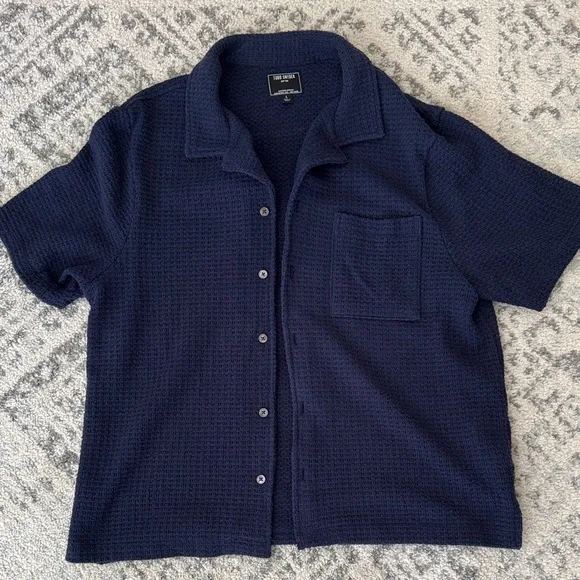 Todd Snyder Textured Blue Knit Shirt - Picture 1 of 3